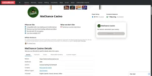 la fiche AskGamblers indiquant MaChance Casino comme terminé